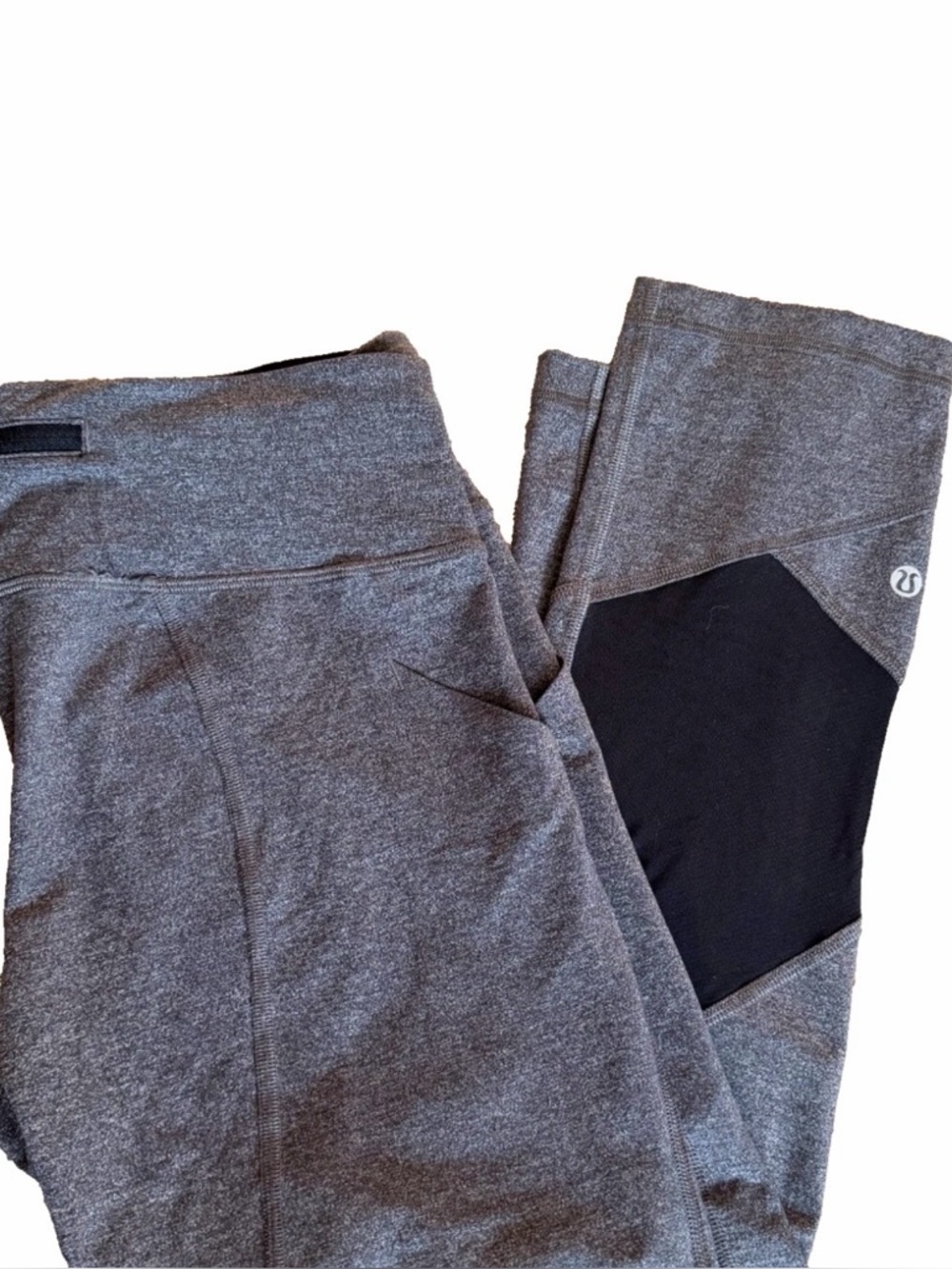 Lululemon Gray Cropped Leggings with Black Mesh Panel size 8 womens